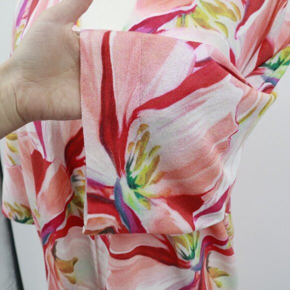 Chico's Kimono Womens L Pink Bloomcore Resort Wear Vacation Beach Pool Coastal - Picture 6 of 16